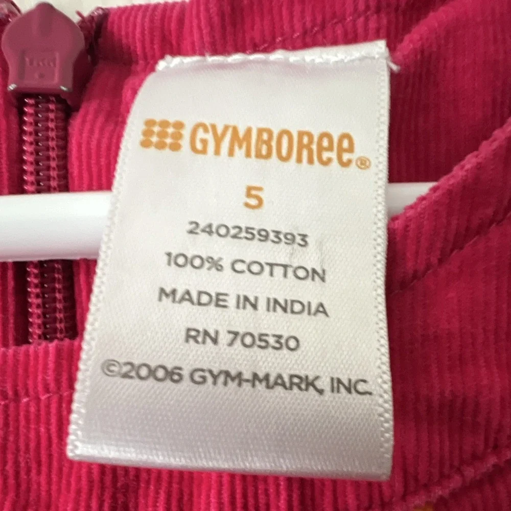 Vintage Gymboree Girls Size 5 Pink Polka Dot Corduroy A-Line Sleeveless
